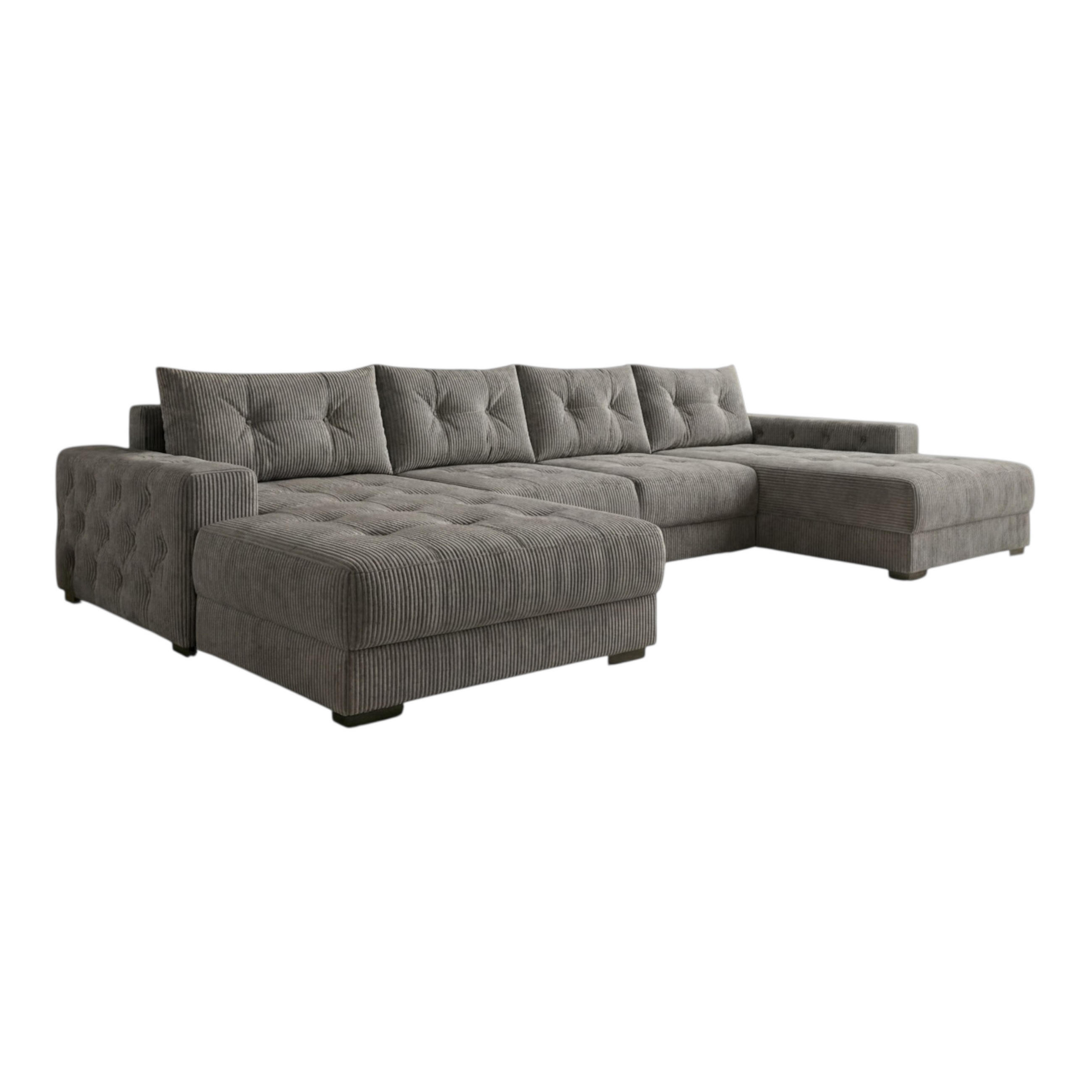 ECKSOFA MODENA 320 cm x 185 cm – Stoff: ZOOM 21 Farbe: Grau - Grau, Textil (320/185cm) - A&J MöbelLand