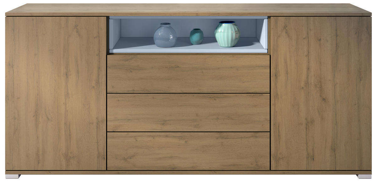 SIDEBOARD Skadu Denim matt - Pastellblau, Holzwerkstoff (166.5/75.5/35cm) - Vladon