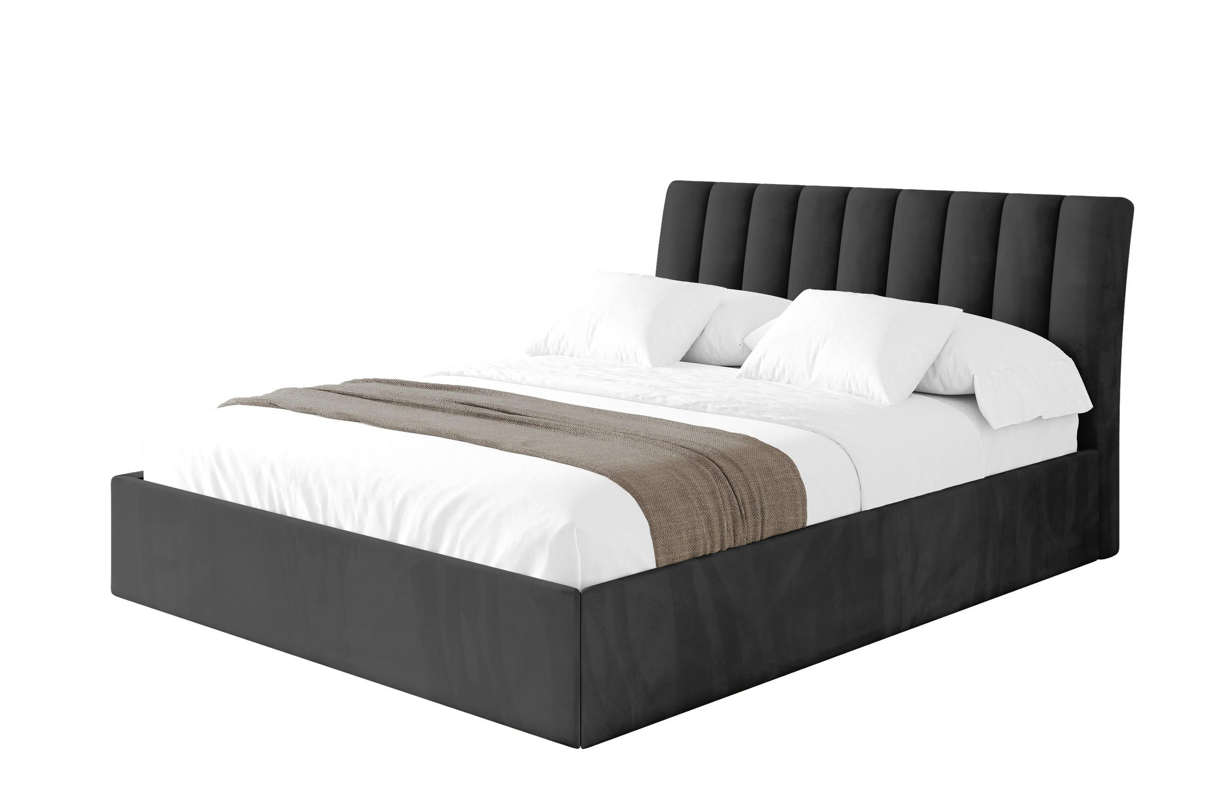 POLSTERBETT mit Bettkasten und Lattenrost, Boxbett ohne Matratze - ILAN 140x200 Schwarz - Schwarz, Holzwerkstoff/Textil (140/200cm) - ALTDECOR