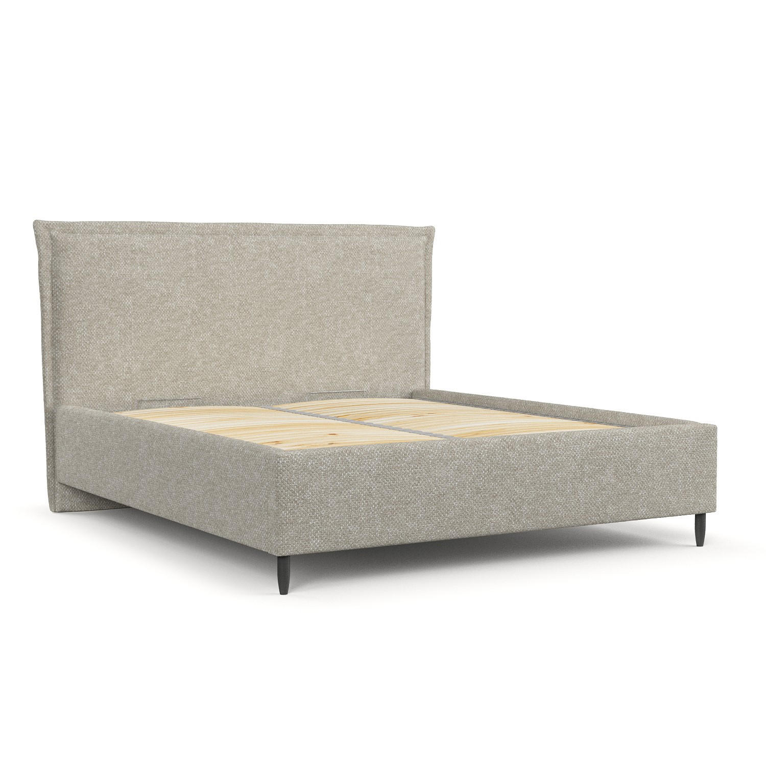 POLSTERBETT Cape Cod Beige Grau 160/200 cm im Chenille-Stoff - Beige/Schwarz, Holz/Holzwerkstoff (160/200cm) - Maison de Reve