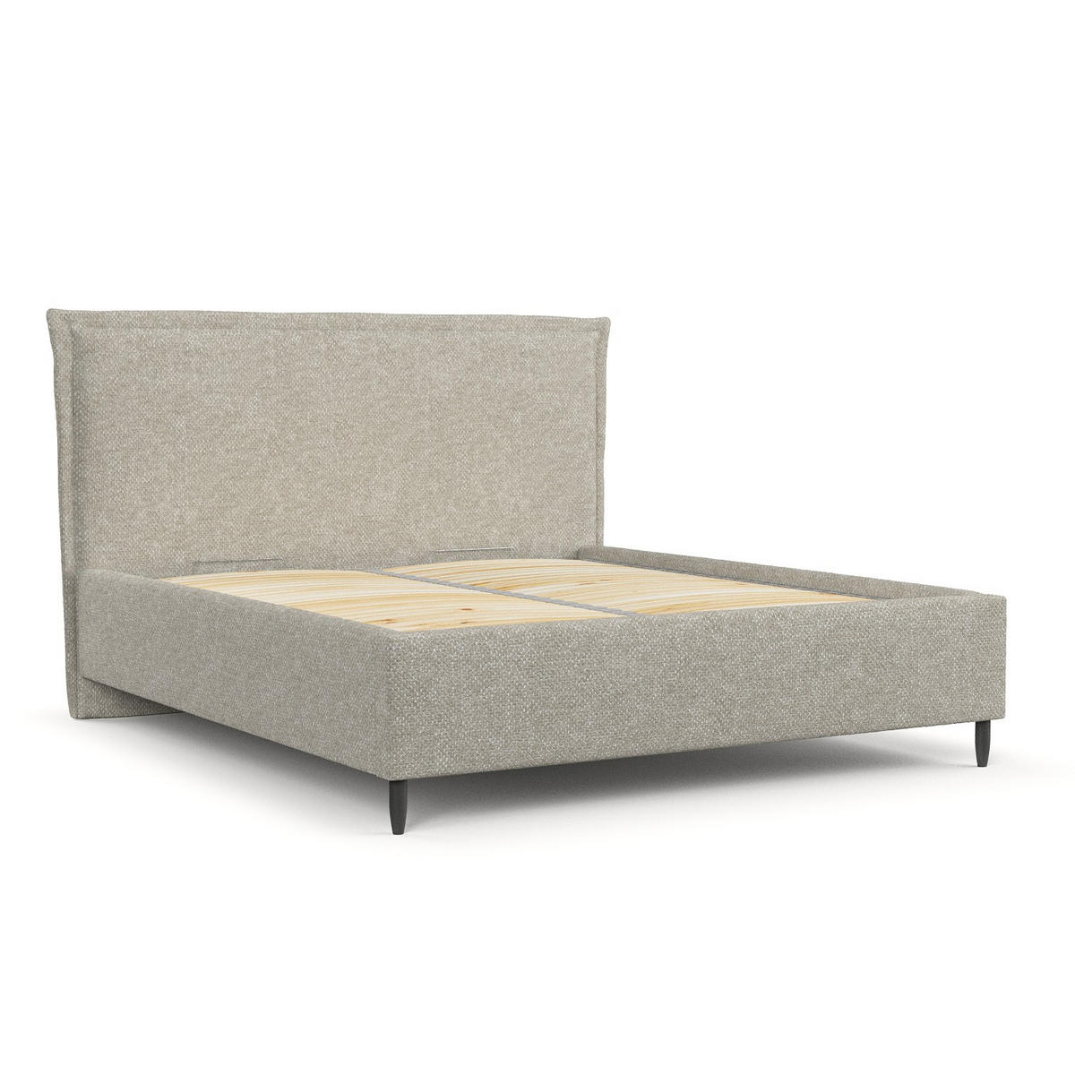 POLSTERBETT Cape Cod Beige Grau 180/200 cm im Chenille-Stoff - Beige/Schwarz, Holz/Holzwerkstoff (180/200cm) - Maison de Reve