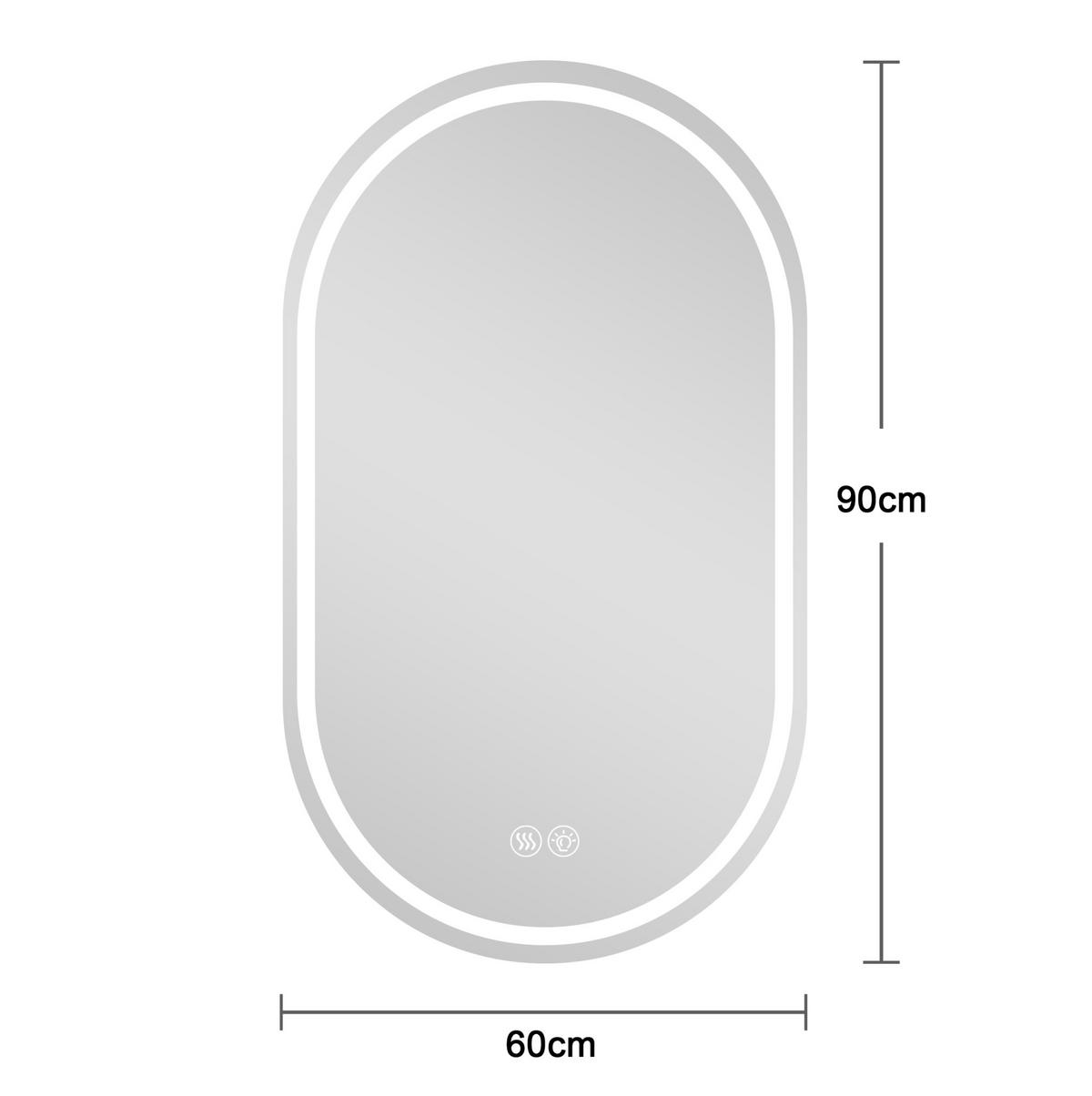 LED Badezimmerspiegel 90x60x3cm Silber, 3 Lichtfarben dimmbar mit Entspiegelungsfunktion - Silberfarben, Glas (3/90/60cm) - Modfu