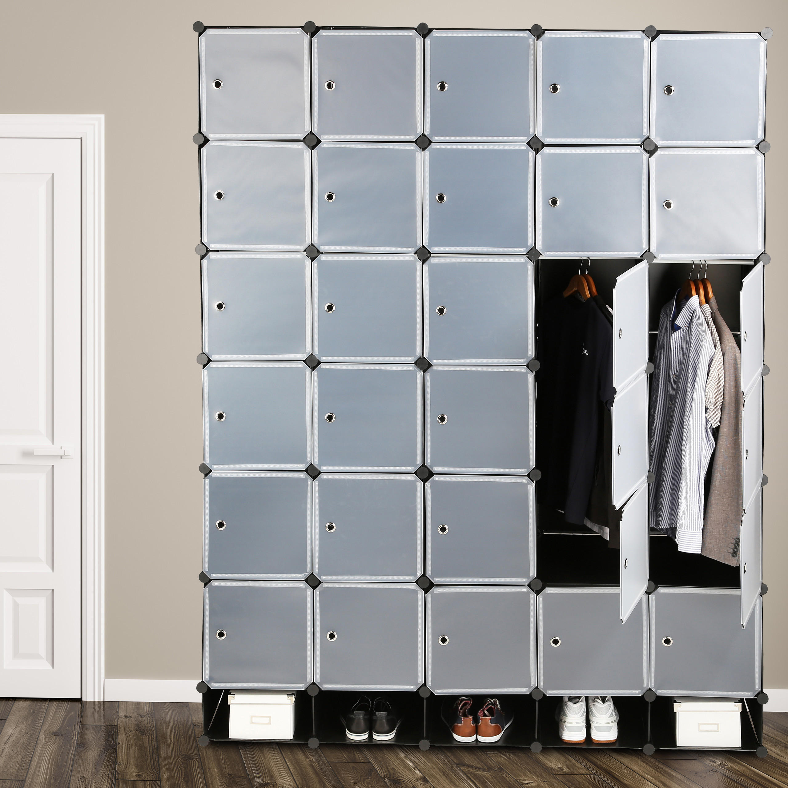 KLEIDERSCHRANK - Schwarz, Kunststoff/Metall (180/234/46.5cm) - Relaxdays