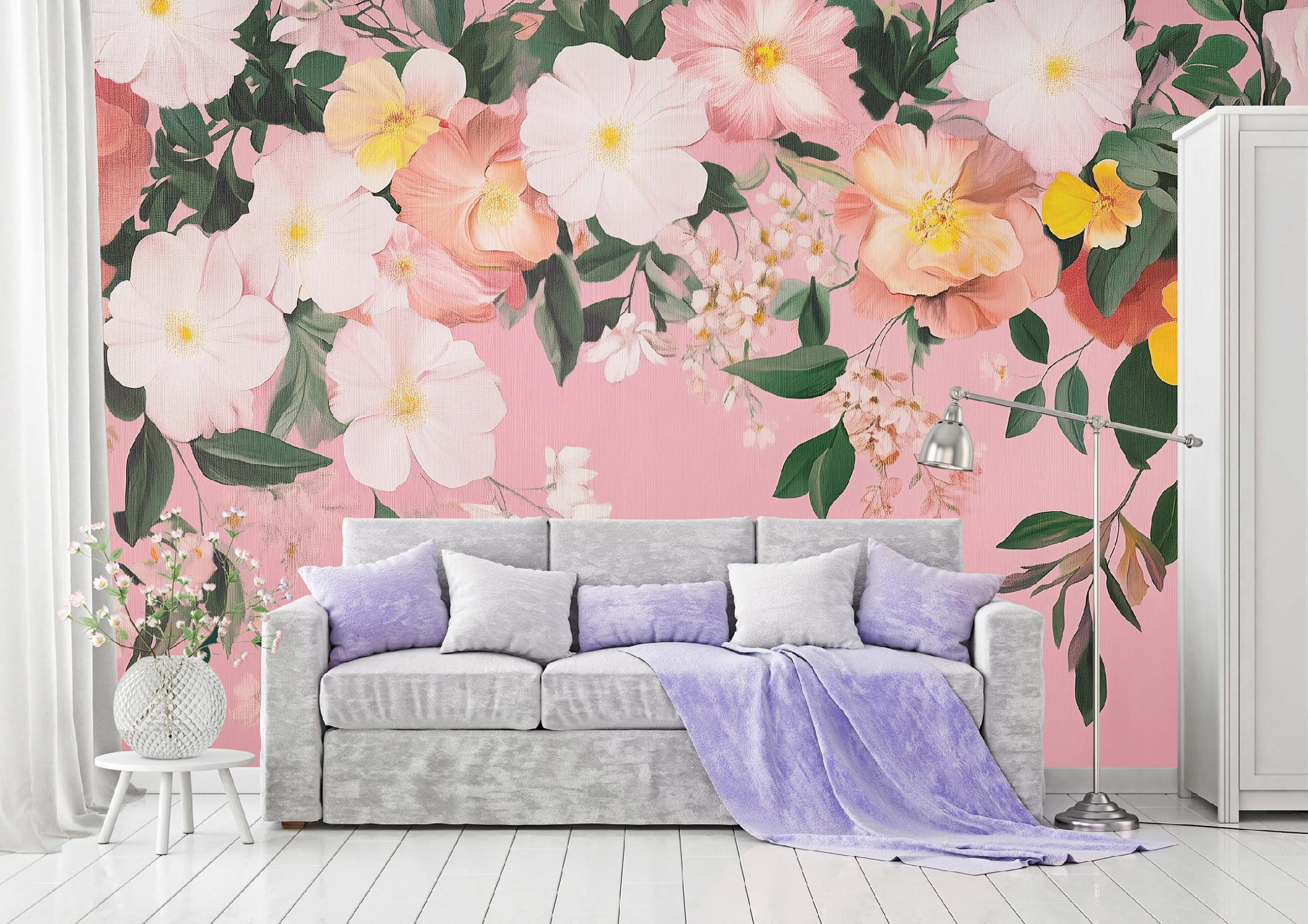 FOTOTAPETE Bulumen Blätter Wohnzimmer Vlies Tapete 350x250 - Multicolor, Papier (350/250cm) - Wallarena