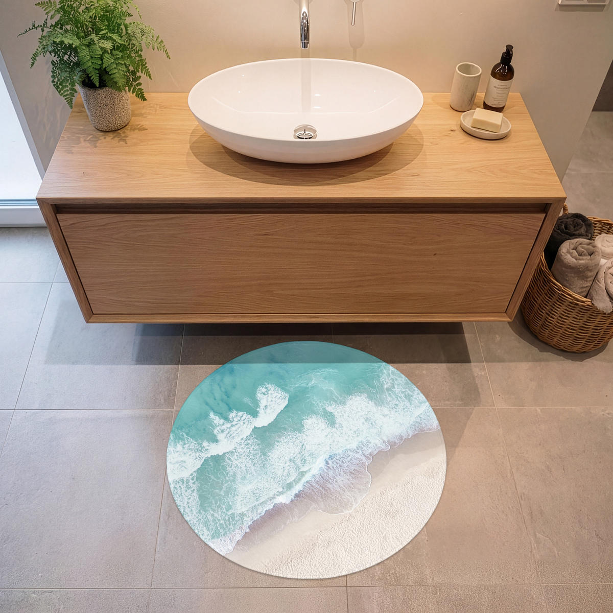 KOUPELNOVÁ PŘEDLOŽKA Pláž - Moře - Příroda - Léto 70x70 cm - tyrkysová, textil/plast (70/70cm) - OnlyWow