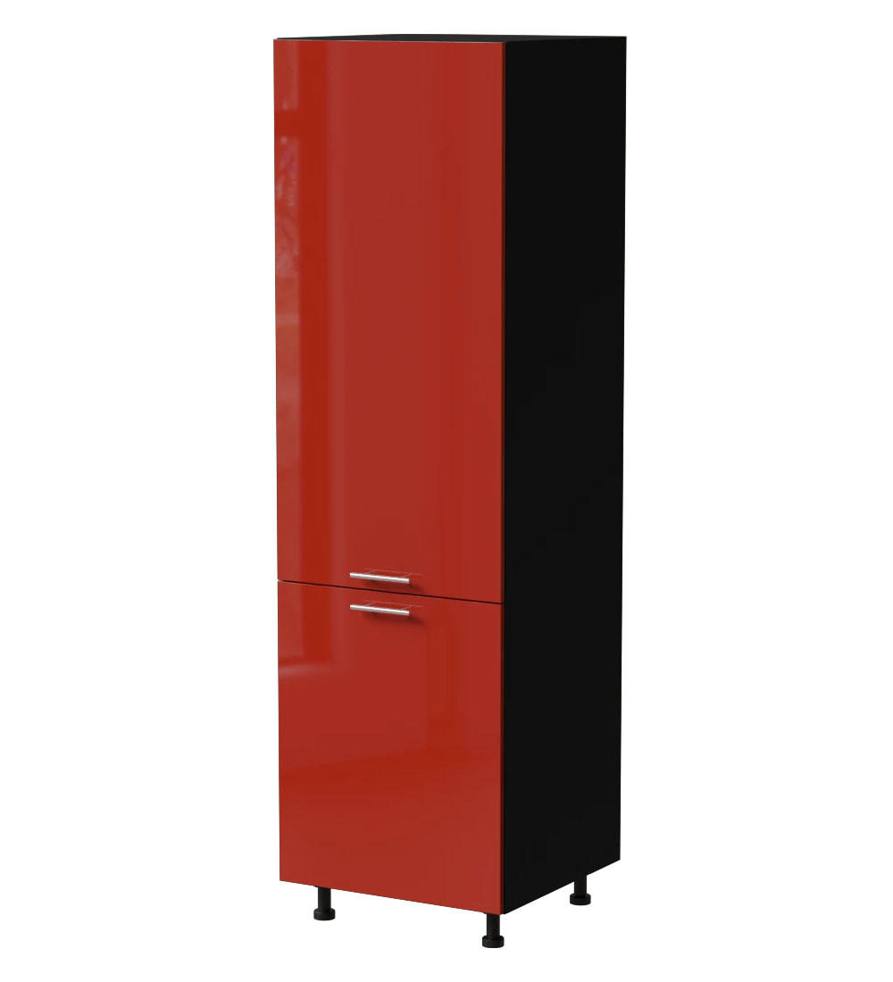 Feldmann-Wohnen Kühlschrankumbauschrank Rot, Schwarz 60x207x59 cm