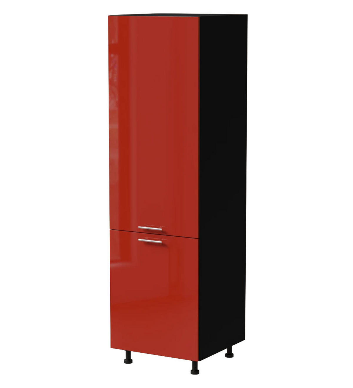 KÜHLSCHRANKUMBAUSCHRANK Brerra D14/DL/60/207 RAL 3002 karminrot Hochglanz / Schwarz Matt 60 / 59 / 207cm - Rot/Schwarz, Holz/Holzwerkstoff (60/207/59cm) - Feldmann-Wohnen