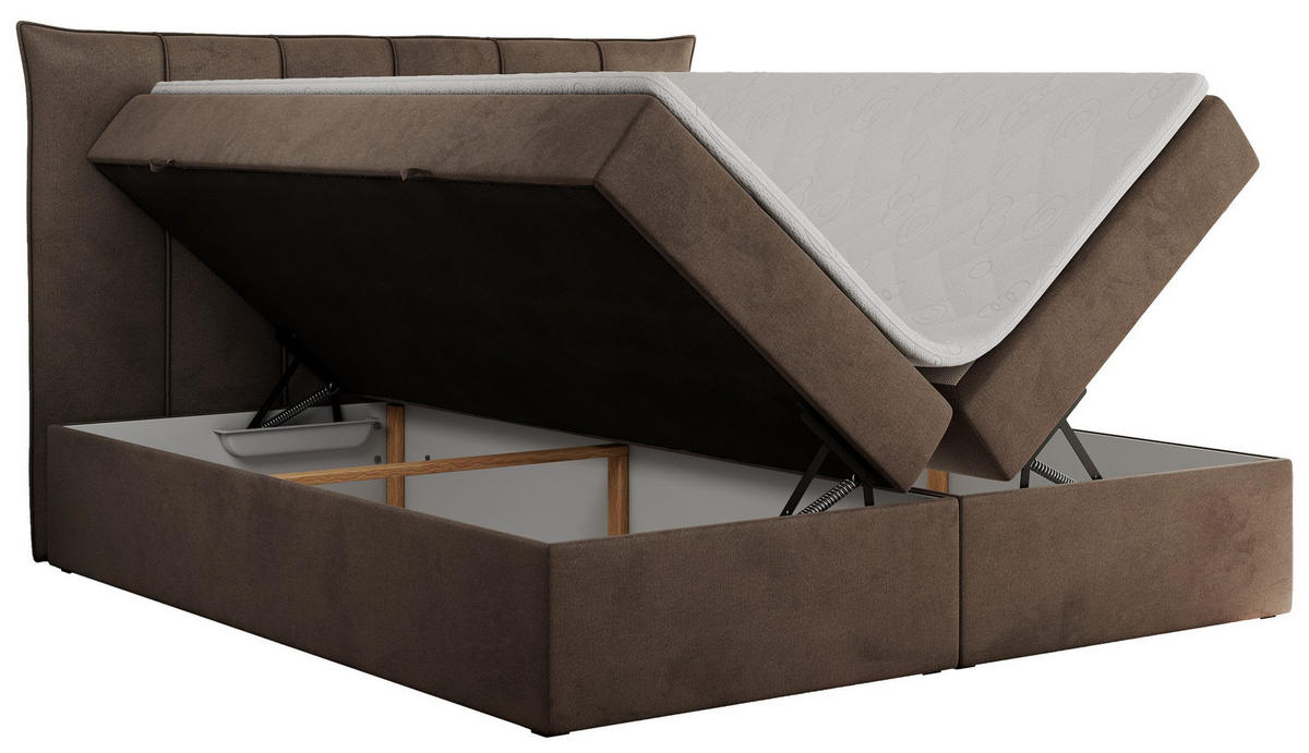 BOXSPRINGBETT PREMIUM 10, 160 x 200 cm, Bettkasten, H3, braun - Braun, Textil (160/200cm) - Labett