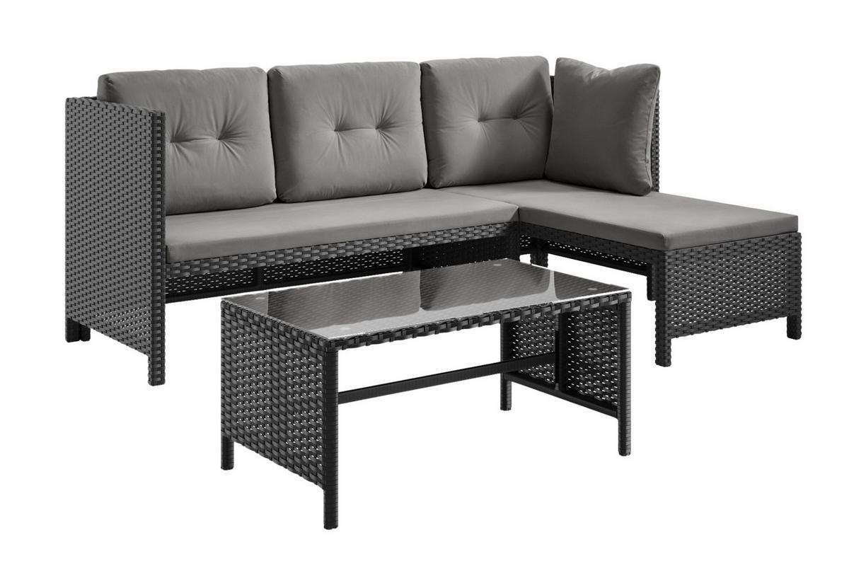 LOUNGEGARNITUR Dunkelgrau - Dunkelgrau, Naturmaterialien - Home Collective