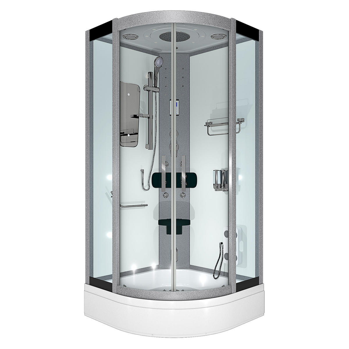 DAMPFDUSCHE Dusche D46-60T2-EC Weiß 100x100 - Weiß, Glas/Kunststoff (100/100/225cm) - AcquaVapore by Sandra Jentho