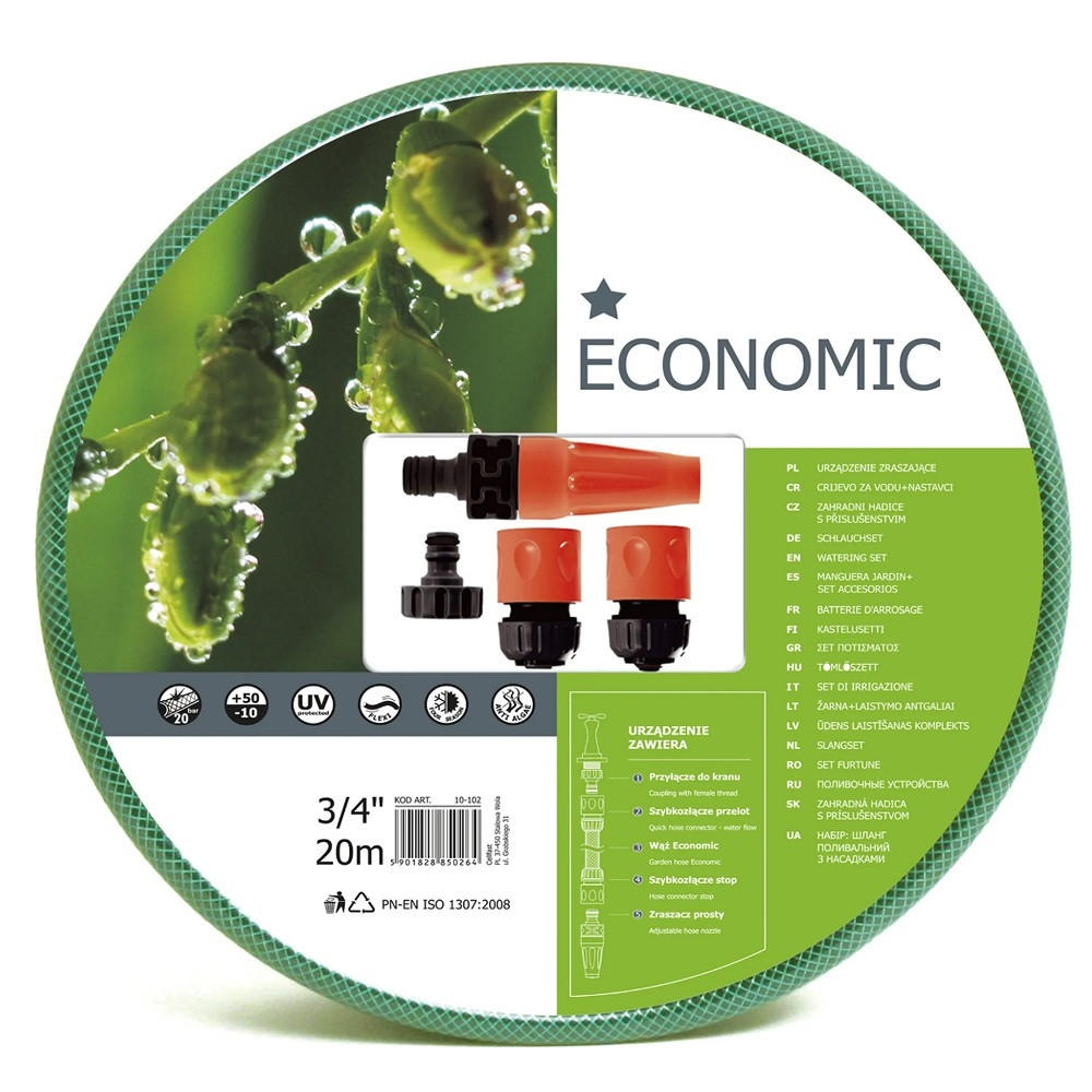 BEWÄSSERUNGSSATZ ECONOMIC 3/4" 20 m - Transparent, Kunststoff (2000cm) - Cellfast
