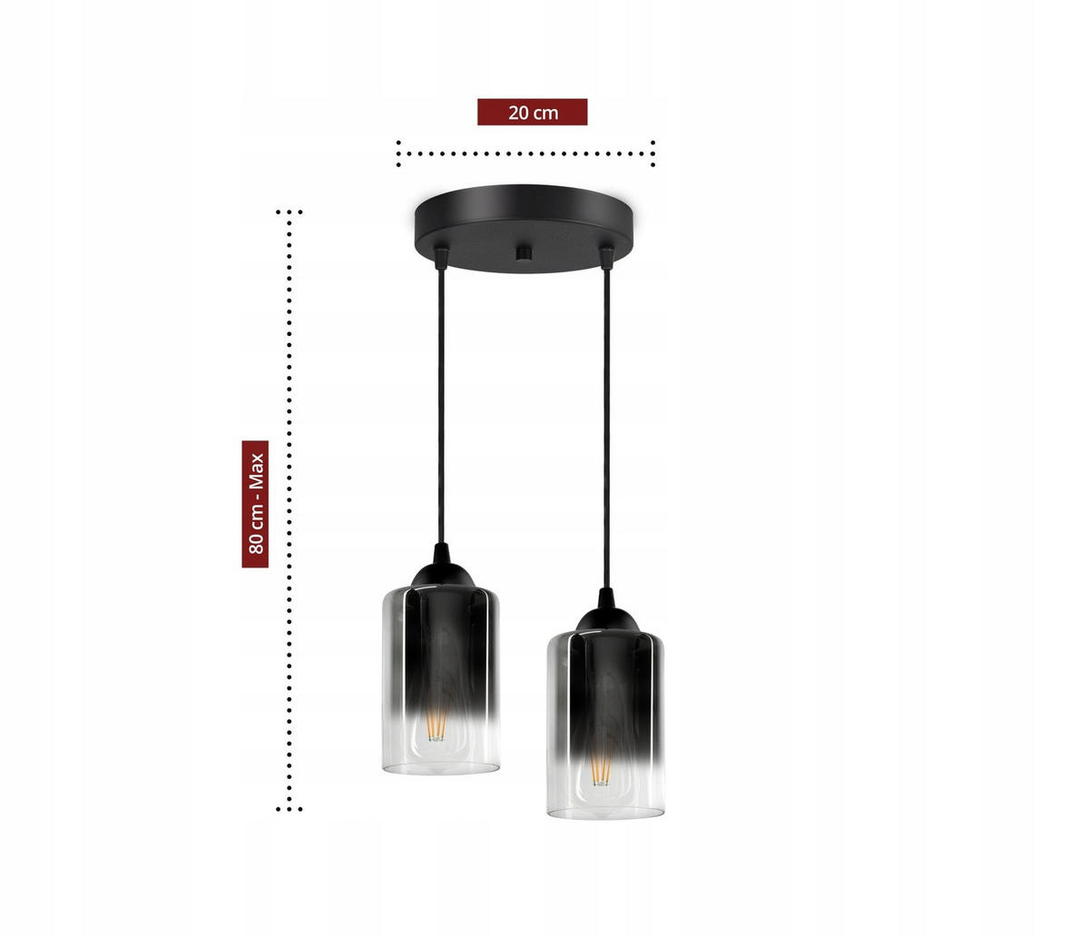 PENDELLEUCHTE GRAF - Transparent/Anthrazit, Glas/Metall (30/30/80cm) - kiki design