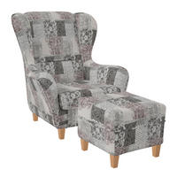 OHRENSESSEL Sofia Relaxsessel mit Hockerr | Design Jakarta Perlweiß Rosig - Hellgrau/Grau, Textil (92/68/95cm) - Supellex