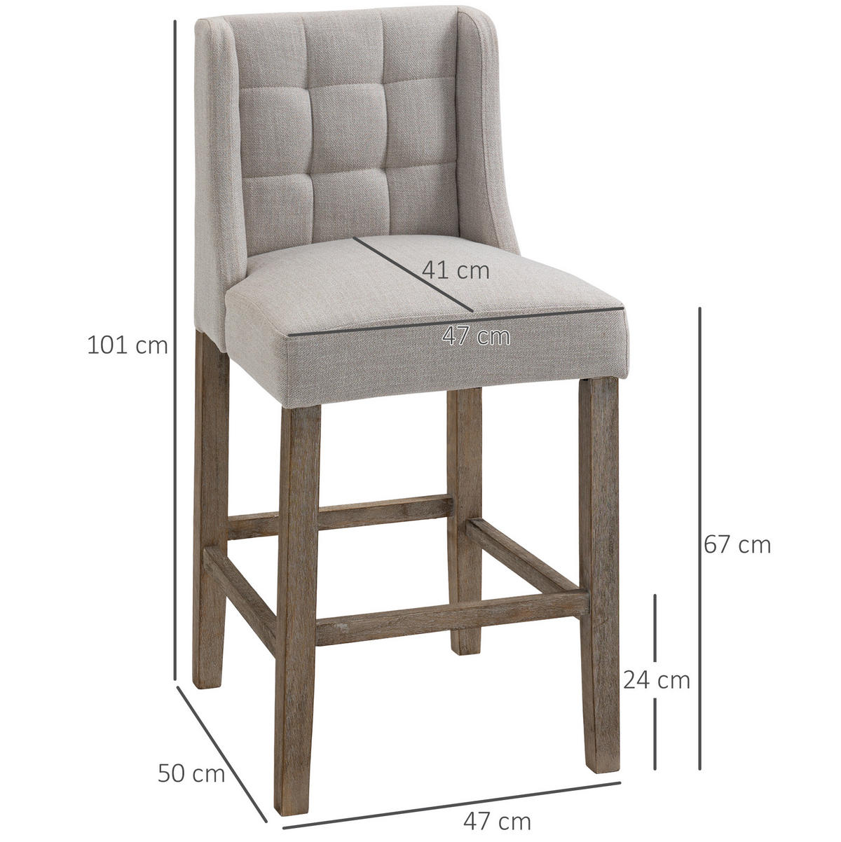 POLSTERBARHOCKER Beige mit Knopfheftung, 47/50/101 cm - Beige, Textil (50/101/47cm) - MIVRAY