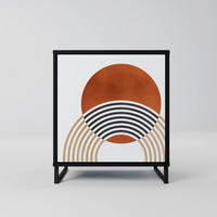 SIDEBOARD CIRCLE RHYTM, Schwarz, 57,5x42x67,5 cm, Schwarze Metall-Rahmenfüße - Multicolor/Schwarz, Holzwerkstoff/Metall (57.5/67.5/42cm) - SpaceRebels