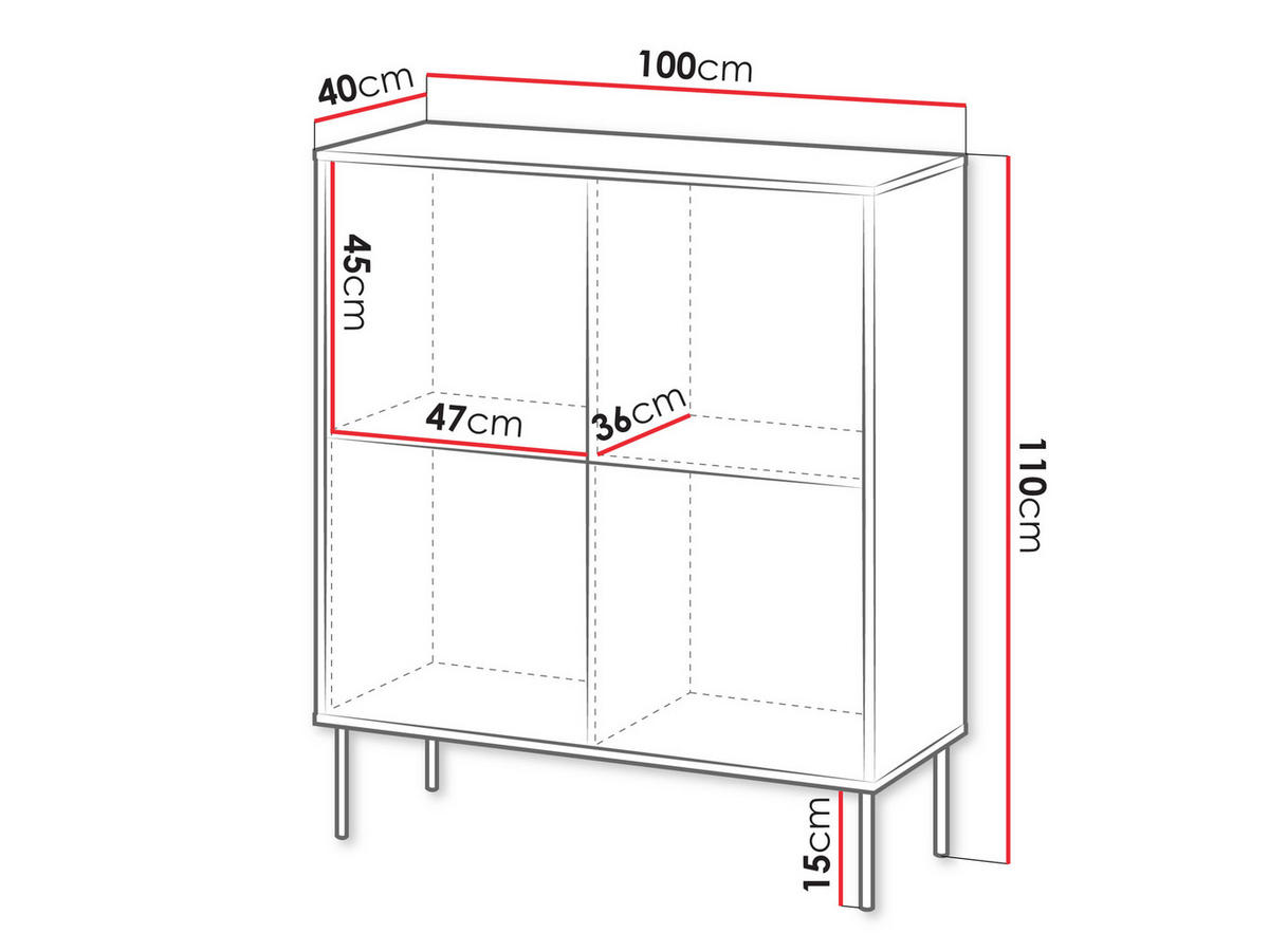 KOMMODE Tresse 4D - Grün, Holzwerkstoff/Metall (100/110/40cm) - MIRJAN24