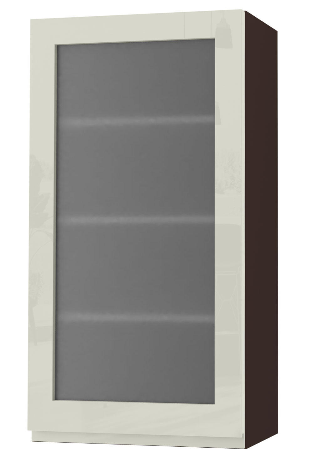 HÄNGESCHRANK Florence W4S/50 Lava / RAL 1013 perlweiß HG 50 / 32,5 / 96cm - Türanschlag rechts - Dunkelgrau/Weiß Hochglanz, Holz/Holzwerkstoff (50/96/32.5cm) - Feldmann-Wohnen