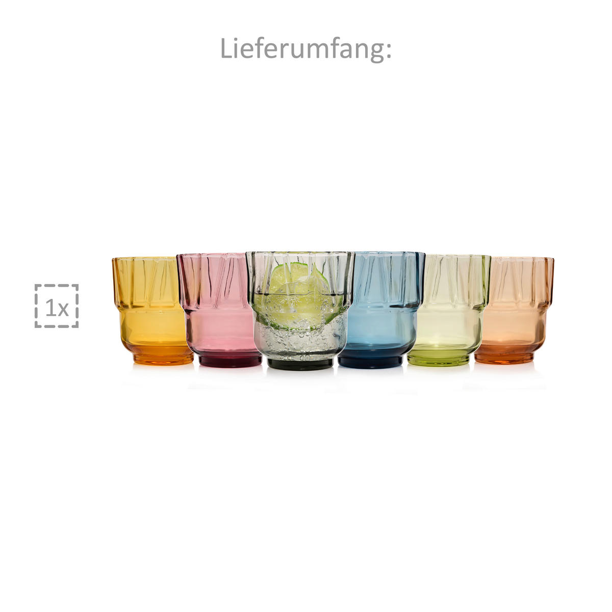 TRINKGLÄSER SET CASABLANCA - 6 teilig - Multicolor, Glas - Sänger