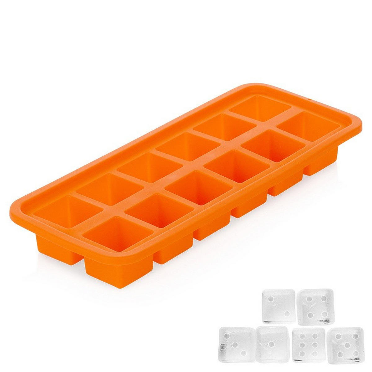 EISWÜRFELFORM SILLINIE Würfeldesign Orange - Orange, Kunststoff (26/3.5/11cm) - Orion 