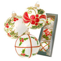 CHRISTBAUMKUGELN Ilex-Garten Weiß 8cm (Glas / 3 Stk.) - Weiß, Glas (8/8/8cm) - Krebs Glas Lauscha