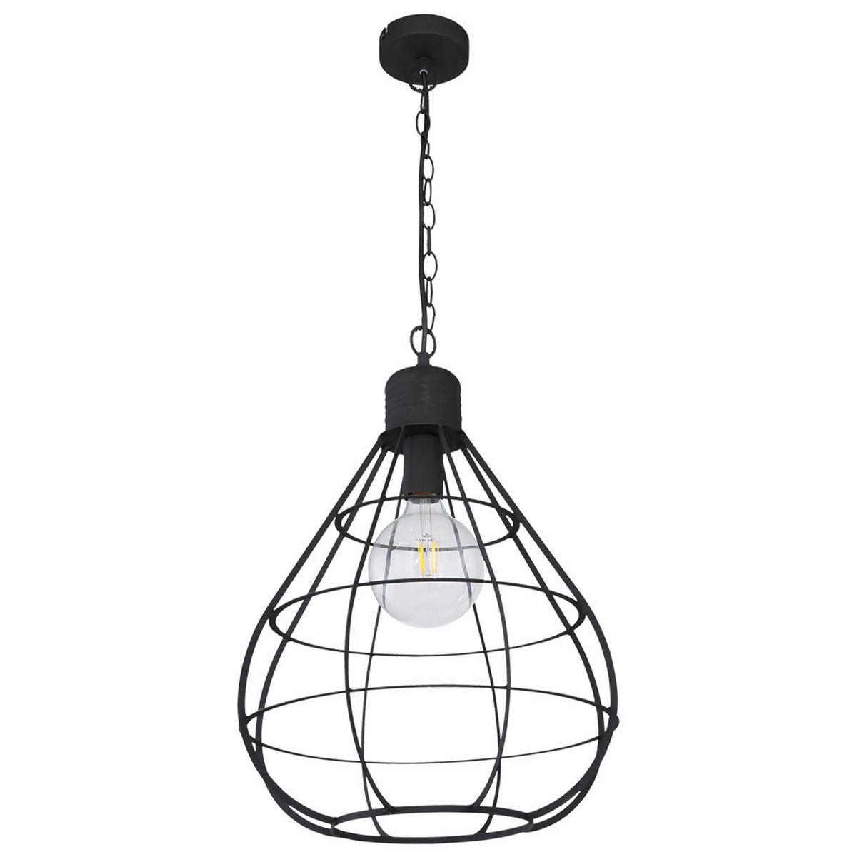 HÄNGELEUCHTE Käfig-Design Schwarz Matt - Schwarz, Metall (40/40/120cm) - Globo Lighting