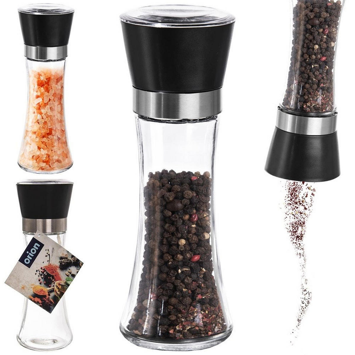 GEWÜRZMÜHLE Schwarz Transparent - Schwarz, Glas (6.5/18.5/6.5cm) - Orion 