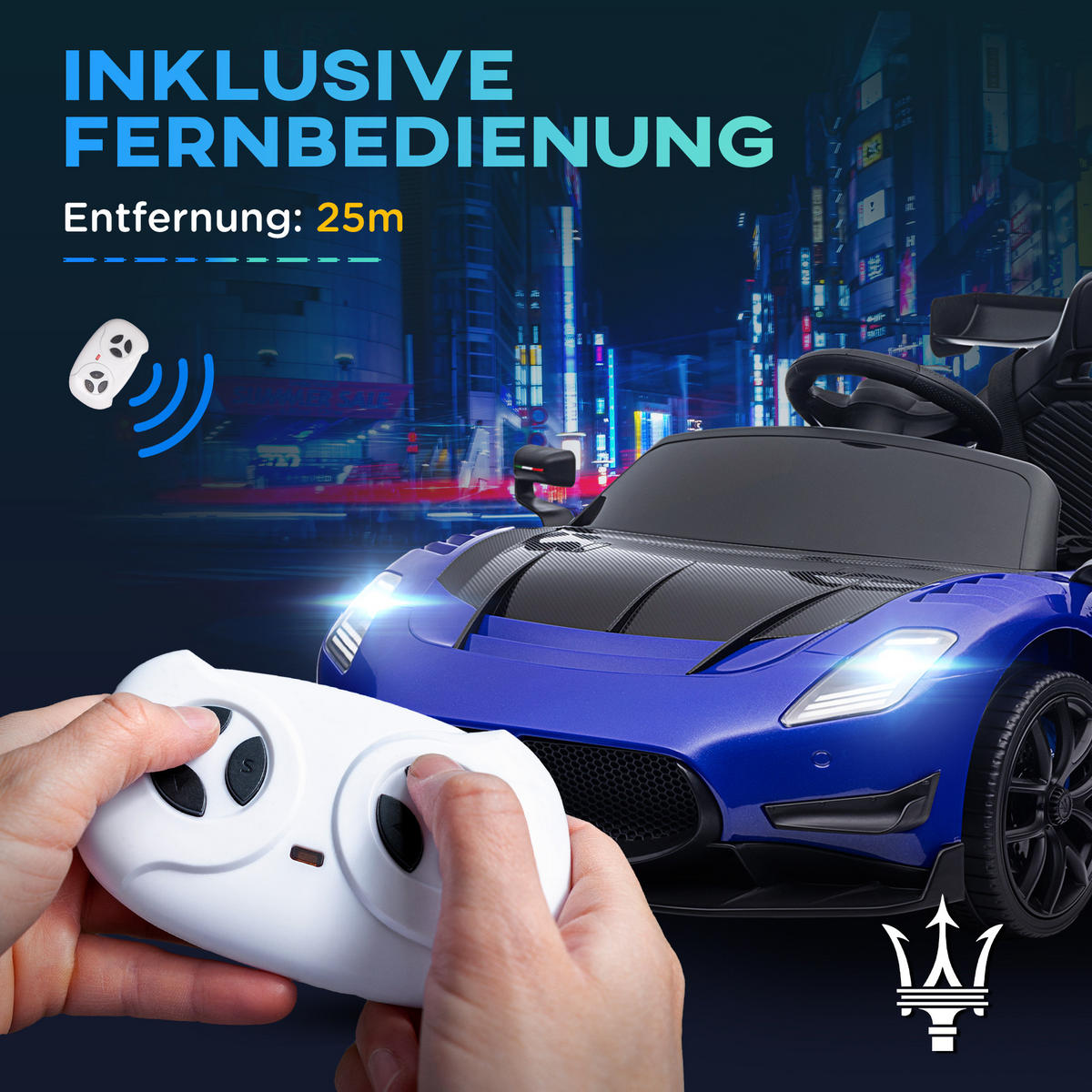 KINDER Elektroauto 12 V Kinderauto mit 2,4G Fernbedienung, Musik, Hupe, Blau - Blau, Metall (115/60/45cm) - AIYAPLAY