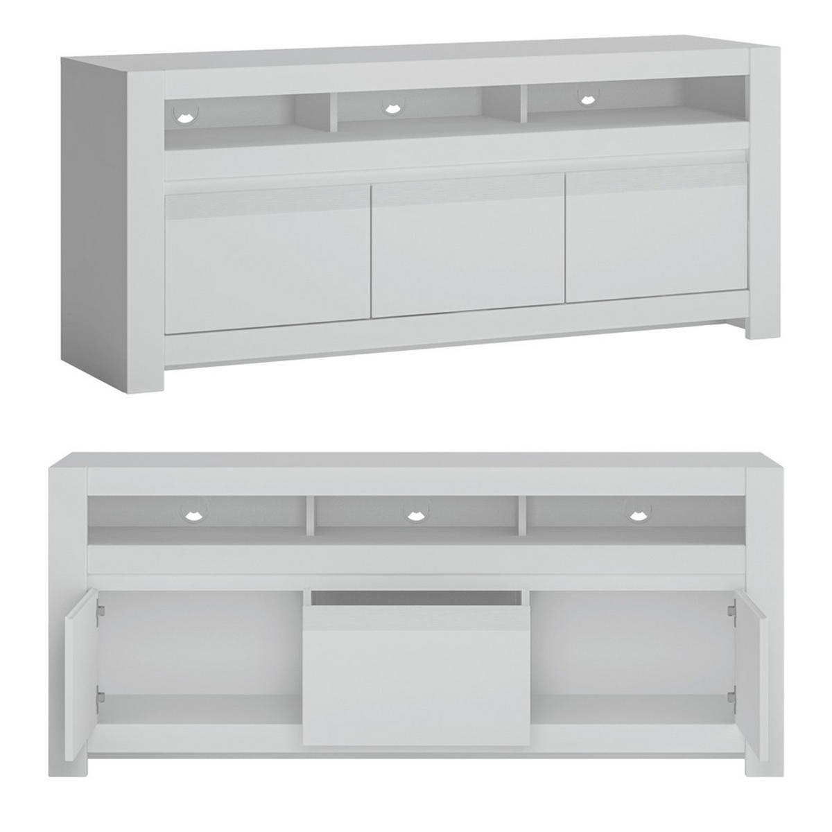 WOHNZIMMER-SET 4-TLG. Nava-129 - Weiß, Holzwerkstoff (475/198/42cm) - Lomado
