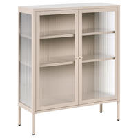 SIDEBOARD mit Glastüren Metall 90 cm Beige Lerryn - Beige, Metall (90/111/35cm) - Beliani