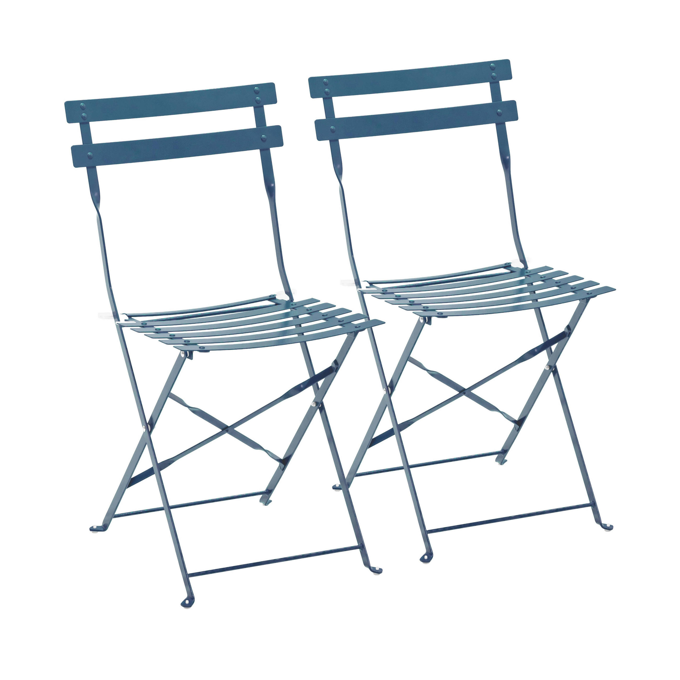 KLAPPSTUHL 2-tlg., Pazifikblau - Blau, Metall (46/82/42cm) - Oviala