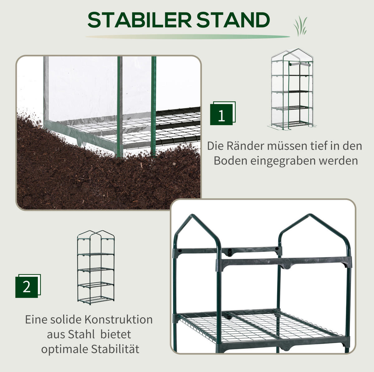 GEWÄCHSHAUS 70/160/50 cm Transparent aus Stahl mit 4 Regalböden - Transparent, Metall (50/160/70cm) - OKMYHOME