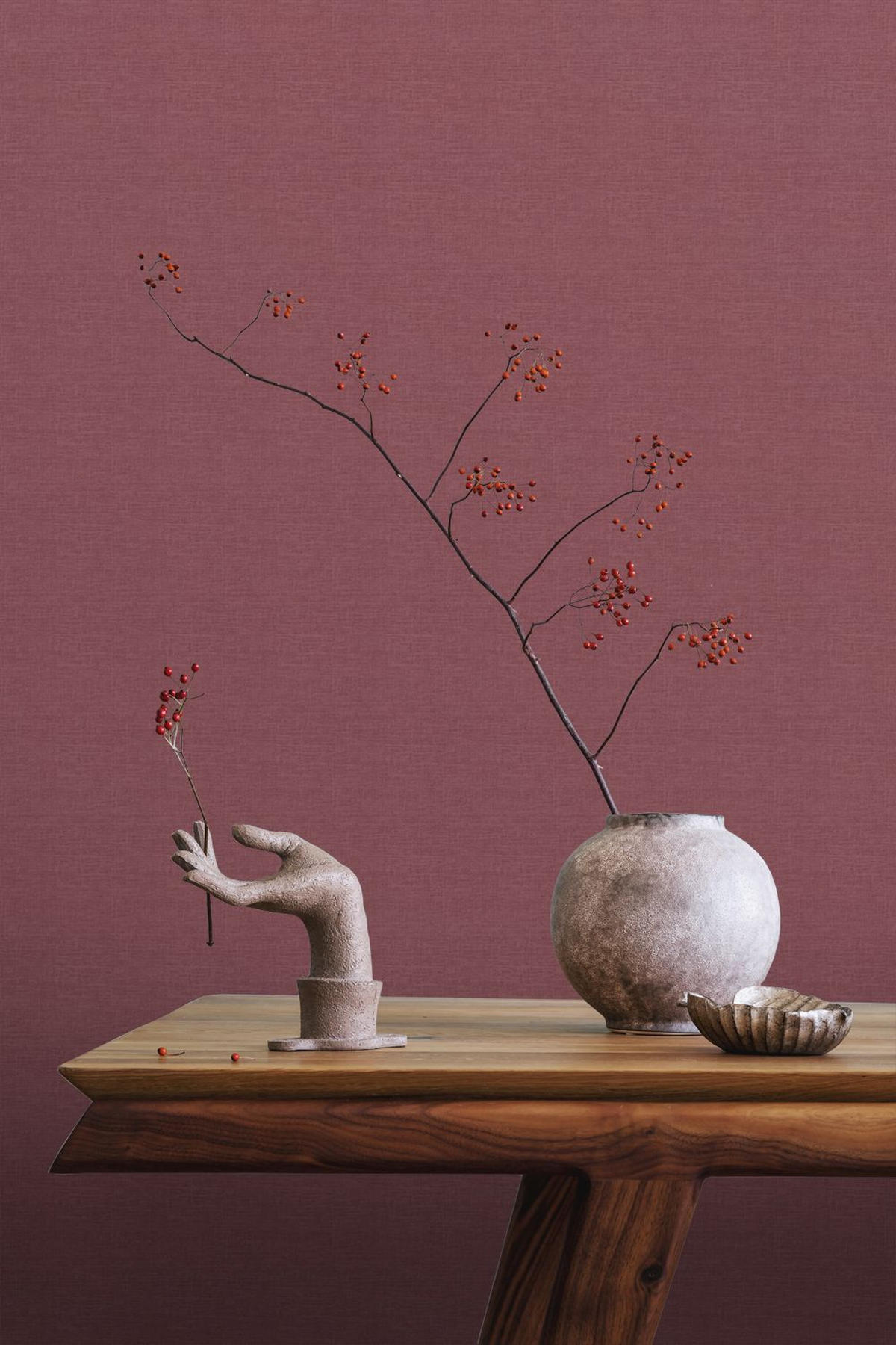 TAPETE Leinen-Optik 53 cm x 10 m - Rot, Papier (53/1000cm) - Sanders & Sanders