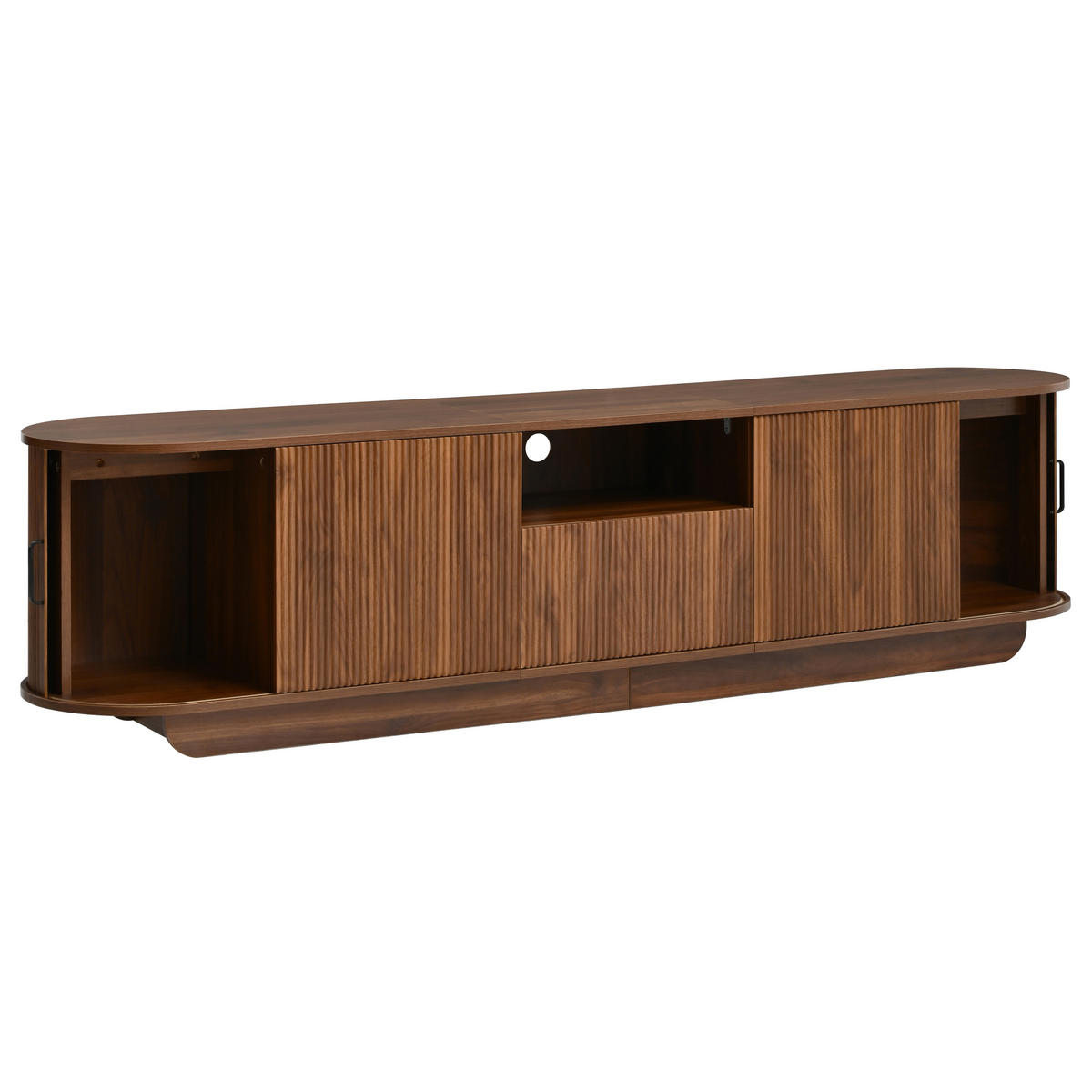 TV-LOWBOARD 180 x 40 x 50 cm, Schiebetüren, 3D-Wellenfront, Schublade, offenes Fach, Walnuss - Walnussfarben, Holzwerkstoff (180/50/40cm)