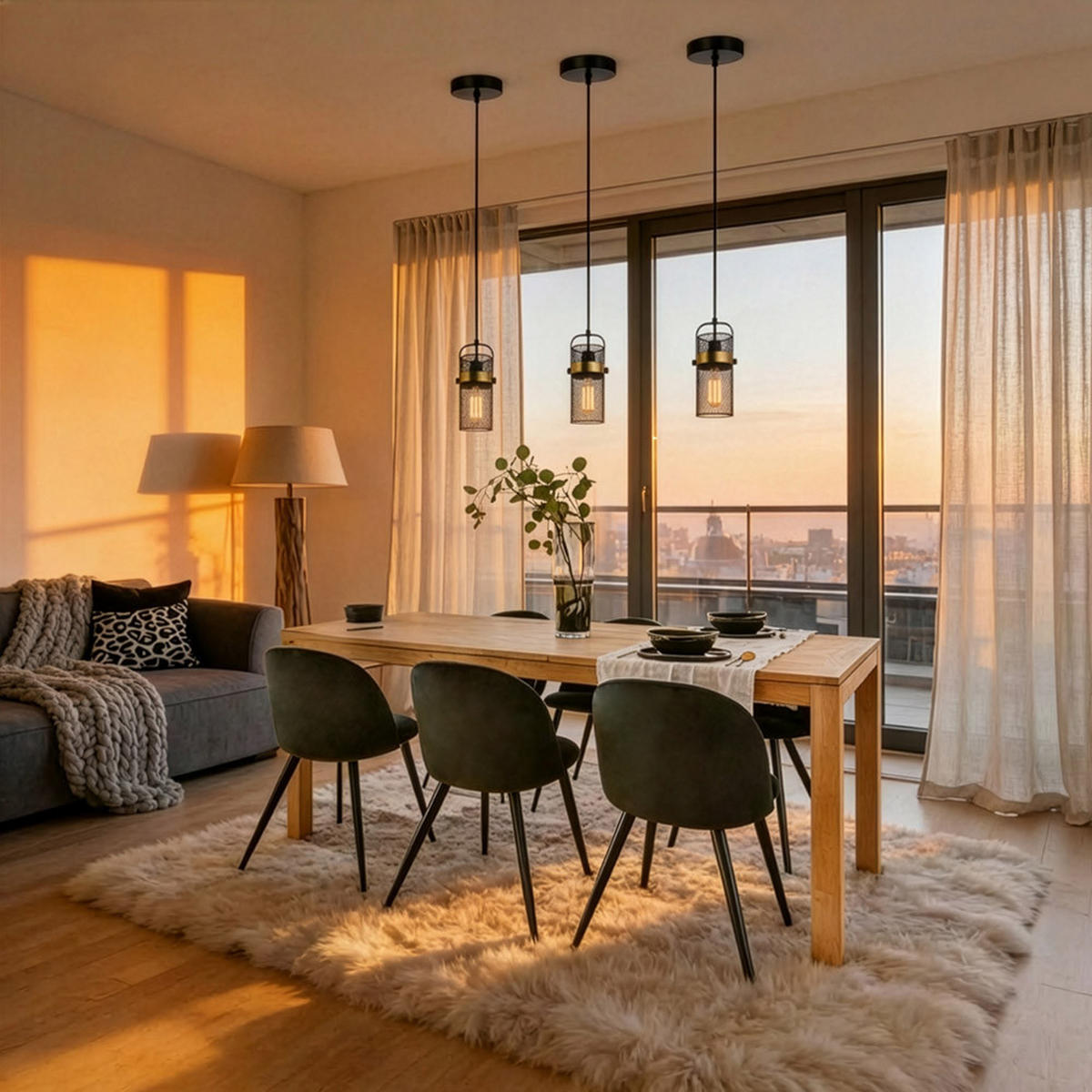 PENDELLEUCHTE LUMINOS - Schwarz, Metall (10.5/10.5/153cm) - Home Deluxe