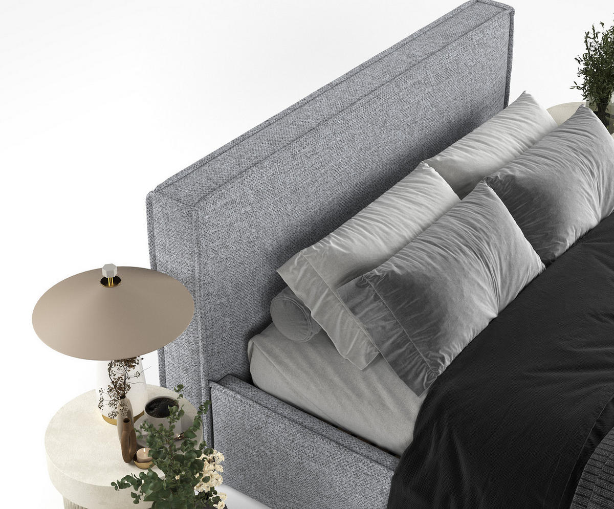 POLSTERBETT Lounge Grau 140/200 cm im Chenille-Stoff - Schwarz/Naturfarben, Holz/Holzwerkstoff (140/200cm) - Maison de Reve
