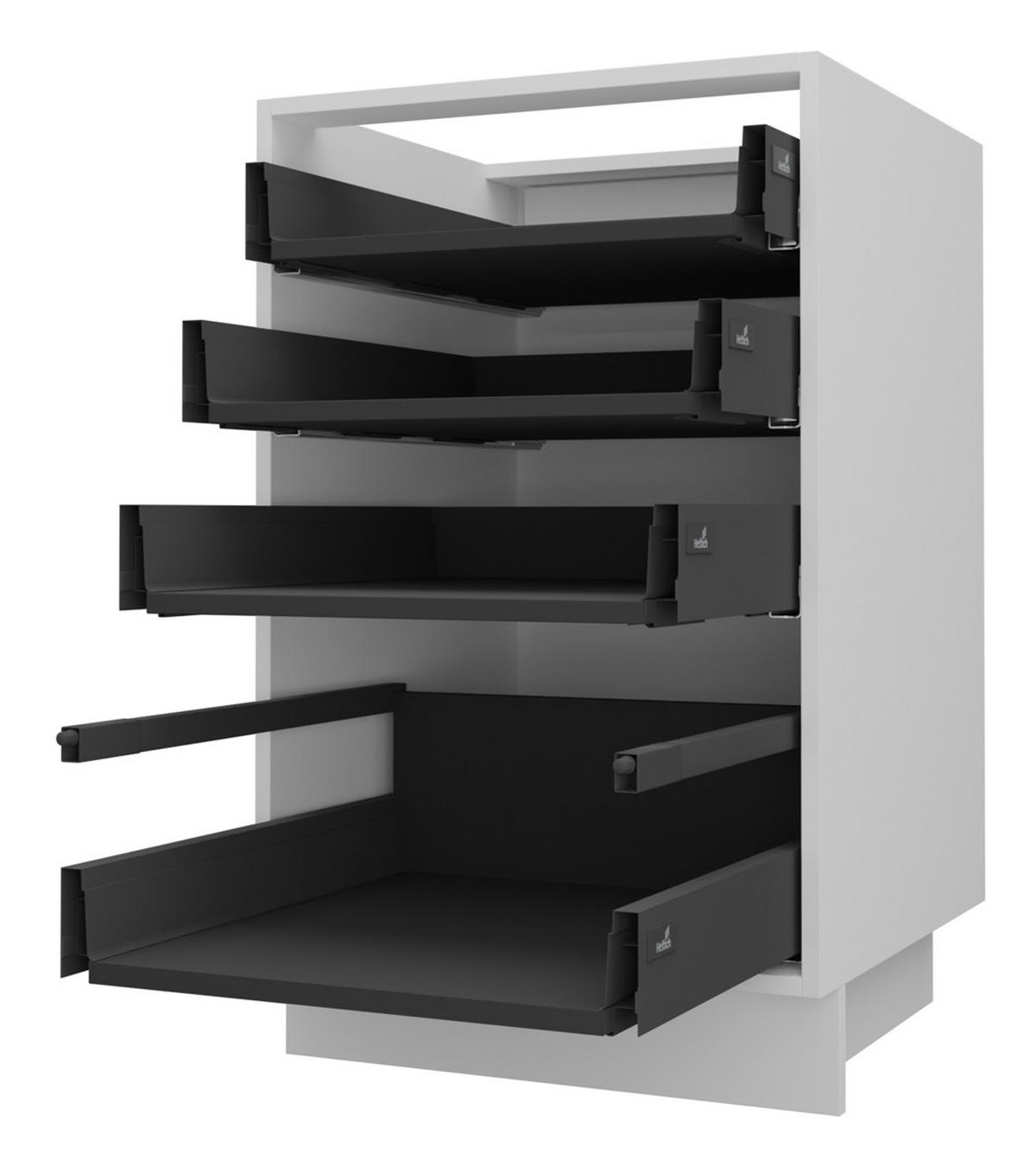 SCHUBLADENUNTERSCHRANK Kvantum D4A/40 Graphit Matt / Weiß Matt 40 / 50 / 82cm - Graphitfarben/Weiß, Holz/Holzwerkstoff (40/82/50cm) - Feldmann-Wohnen