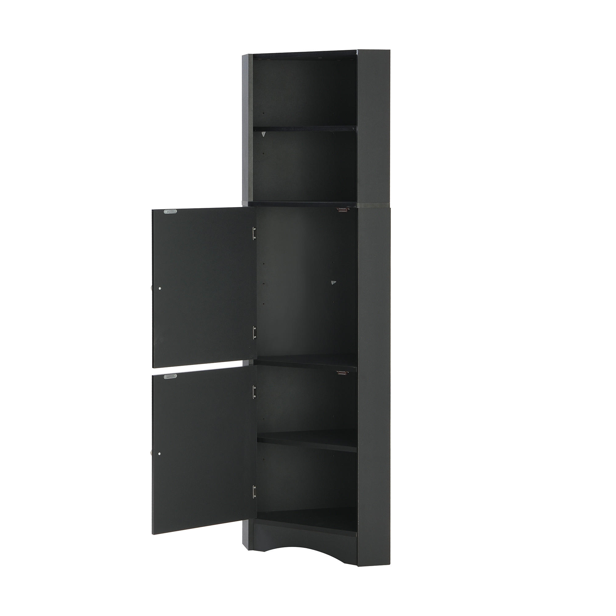 BUFFET Moderner Eckschrank minimalistisch Dreiecksdesign kippsicher wasserdicht Stauraum - Schwarz, Holzwerkstoff (36.5/155/36.5cm) - EVRYAE