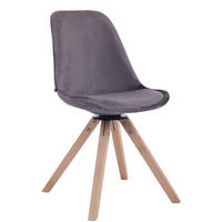 STUHL Samt dunkelgrau - Eukalyptusholzfarben/Dunkelgrau, Holz/Textil (48/84/56cm) - CLP