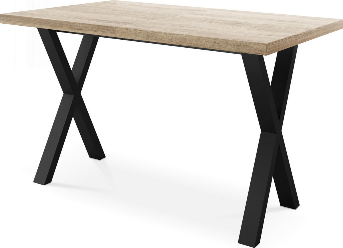 ESSTISCH Blake rechteckig ausziehbar, Sonoma Eiche 120-220/80/76 cm - Schwarz/Sonoma Eiche, Holzwerkstoff/Metall (120/80/76cm) - WFL GROUP