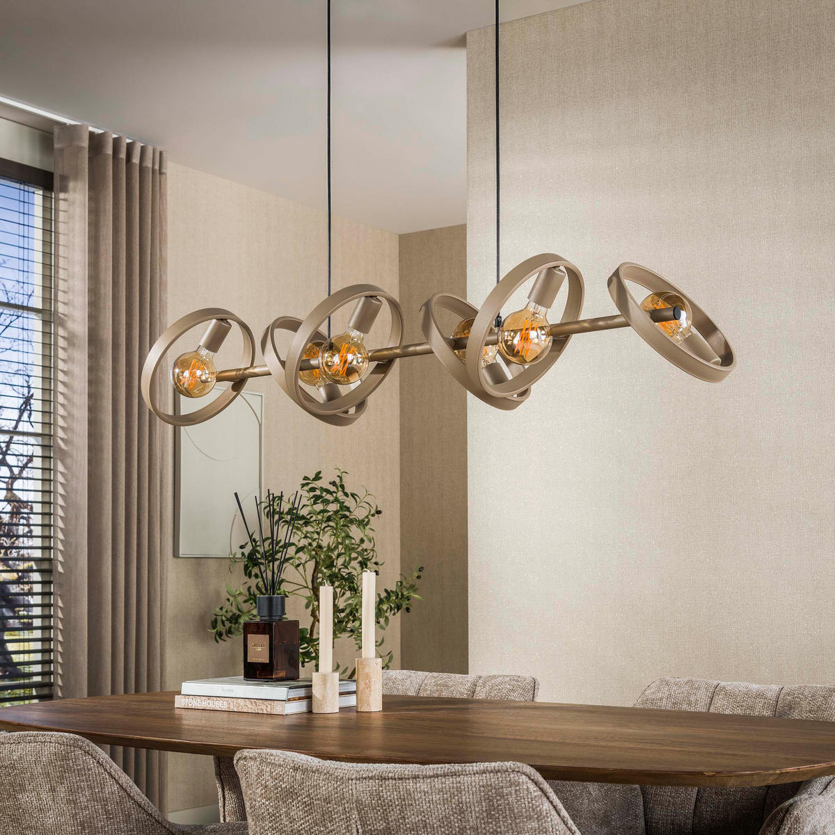 HÄNGELEUCHTE Hover 43 42/120/150 cm - Beige, Metall (42/120/150cm) - Hoyz Collection