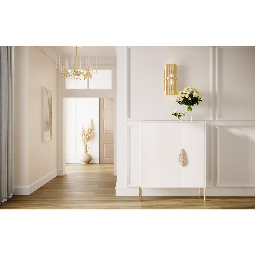 Thumbnail - Skandica Schuhschrank, Weiß, Gold, Holzwerkstoff, 100x120x35 cm, Garderobe, Schuhaufbewahrung, Schuhschränke