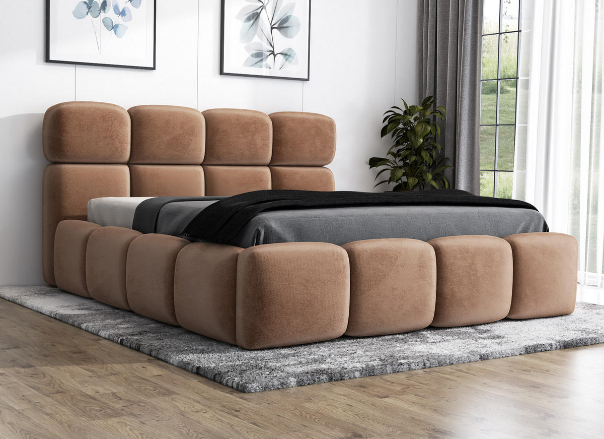 POLSTERBETT MONAKO 90x200 Braun - Braun, Textil (90/200cm) - A&J MöbelLand