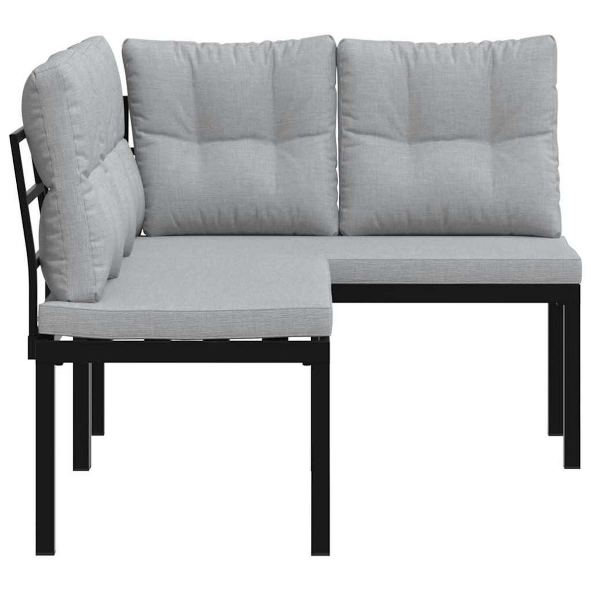 GARTENBÄNKE mit Kissen 2 Stk. Schwarz Pulverbeschichteter Stahl - Schwarz, Metall (118/78/63cm) - furnicato