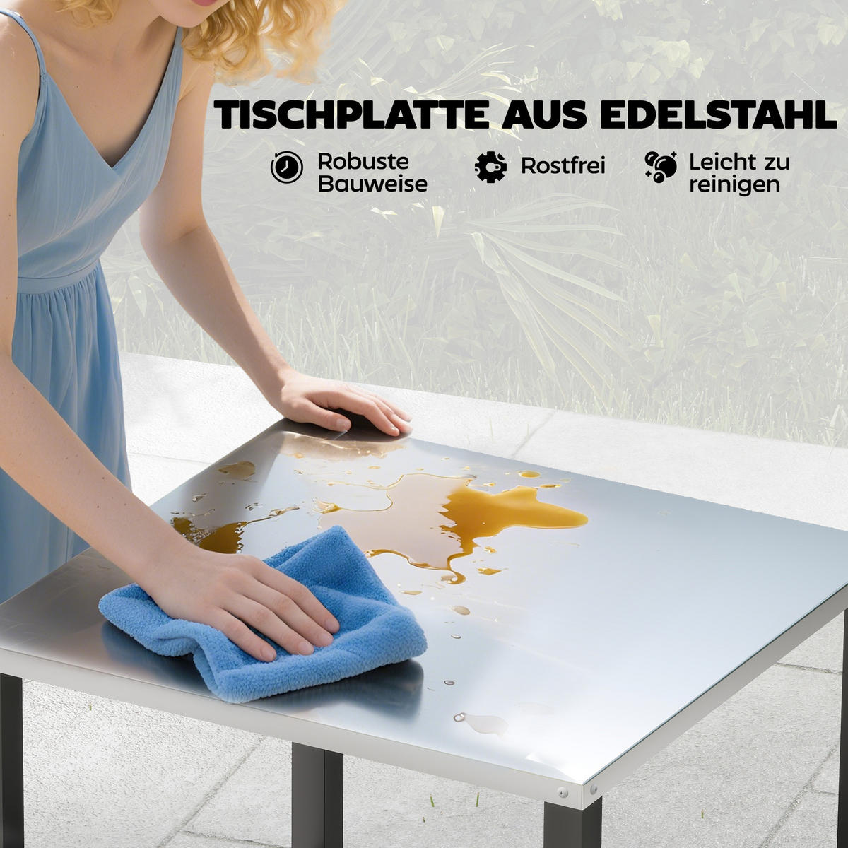 GRILLWAGEN Edelstahl Metall Schwarz - Schwarz, Metall (50/90/50cm) - Outsunny