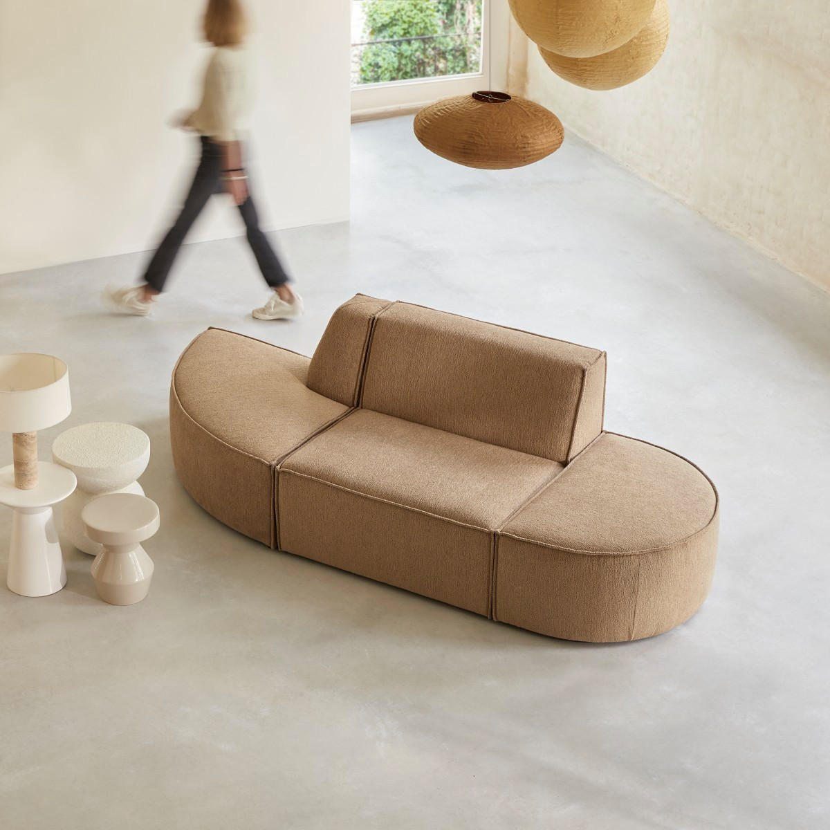 SOFA Dario Braun aus Stoff - Braun, Textil (186/75/93cm) - Tikamoon