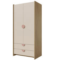 DREHTÜRENSCHRANK Lena mit 2 Türen und 2 Schubladen, 83 cm, für Jugendliche, Eiche Cremona/Macadamia/Puderrosa - Eichefarben/Beige, Holzwerkstoff (83/198/60cm) - Beautysofa