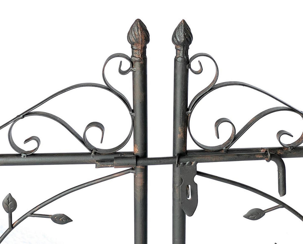 ROSENBOGEN mit Tür Metall Torbogen Gartentor Eisen Rankhilfe Rankgitter Rundbogen Tür - Braun, Metall (210/215/45cm) - DanDiBo