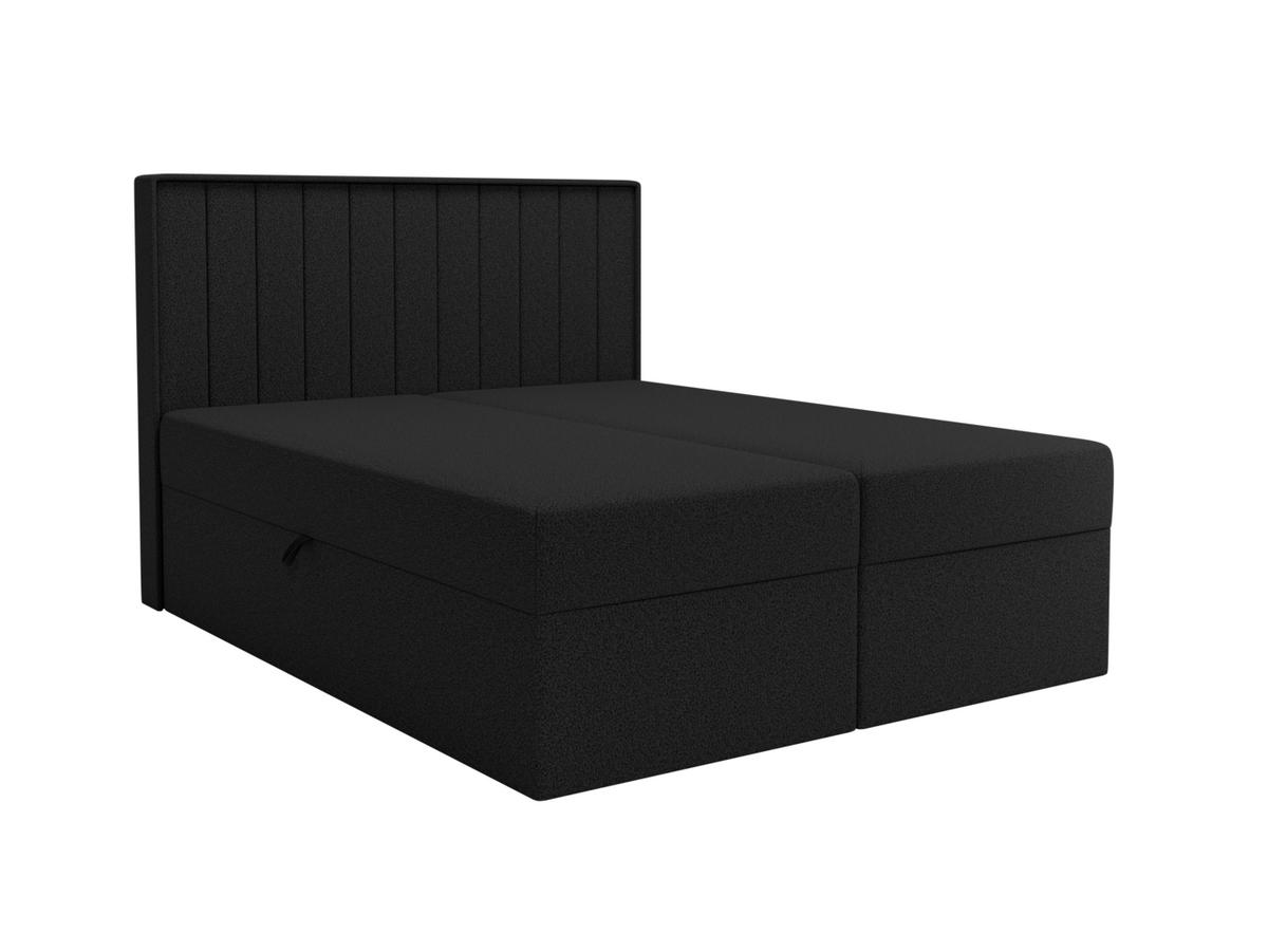 BOXBETT - Taschenmatratze + Topper 140x200 schwarz Bouclé - Schwarz, Holz/Holzwerkstoff (140/200cm) - SIMKAM Furniture