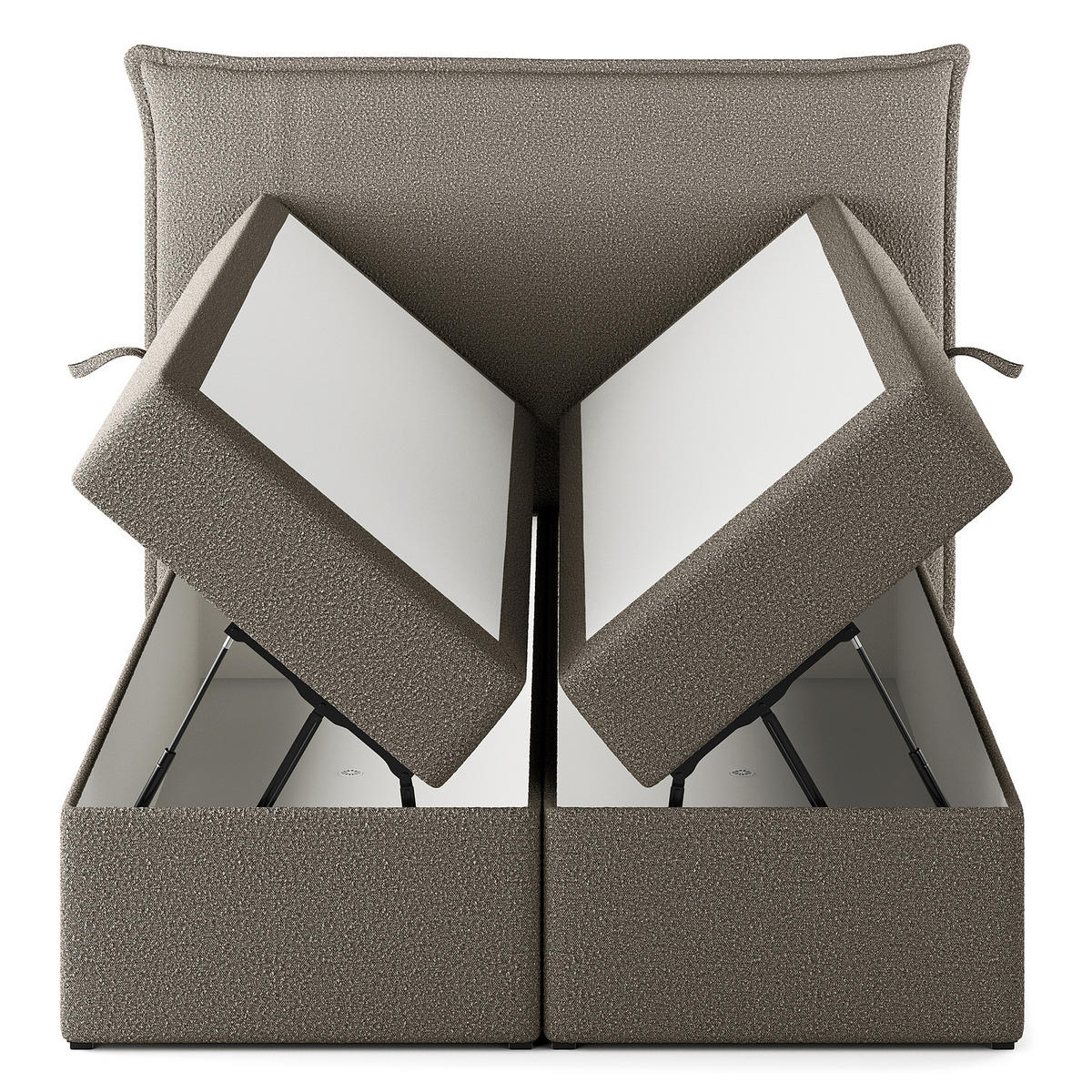 BOXBETT mit Stauraum - Bouclé - Grau, Holzwerkstoff/Textil (140/200cm) - home24