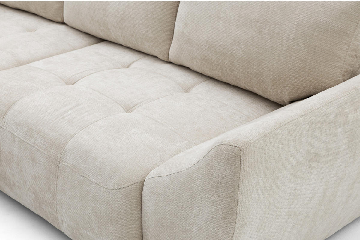 ECKSOFA NICE L Links mit Schlaffunktion 137x204 Chenille Beige - Beige/Schwarz, Holz/Textil (260/165cm) - Muffo